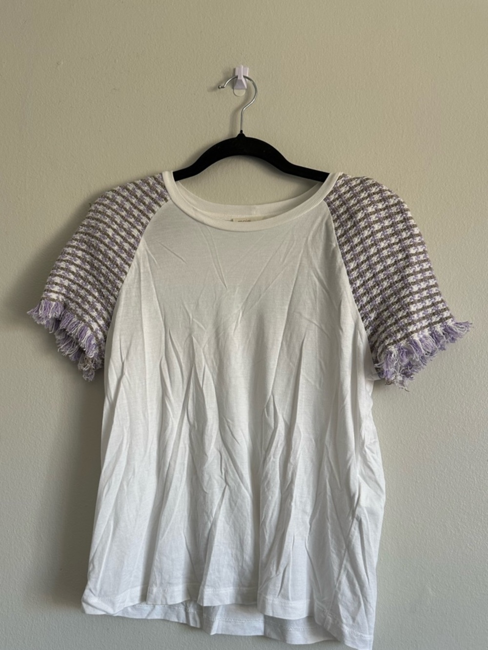 Maje Tweed Purple Sleeve Tee